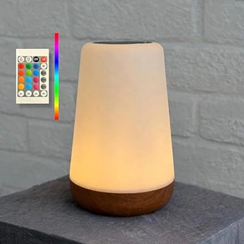 GlowLite 1™ - LED Night Light with Remote, 13-Color Changing Ambiance Light for Living Room, Dining Table & Camping, Touch Control, Timer, Portable & Rechargeable