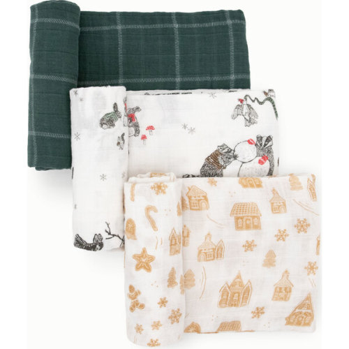 Cotton Muslin Swaddle, Snow Day (Pack Of 3) - Little Unicorn Swaddles & Sleep Bags | Maisonette