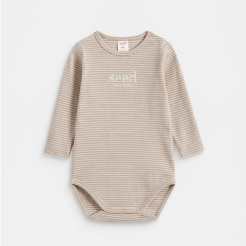 Core Rib Logo Bodysuit | Sand Stripe | Seed Heritage