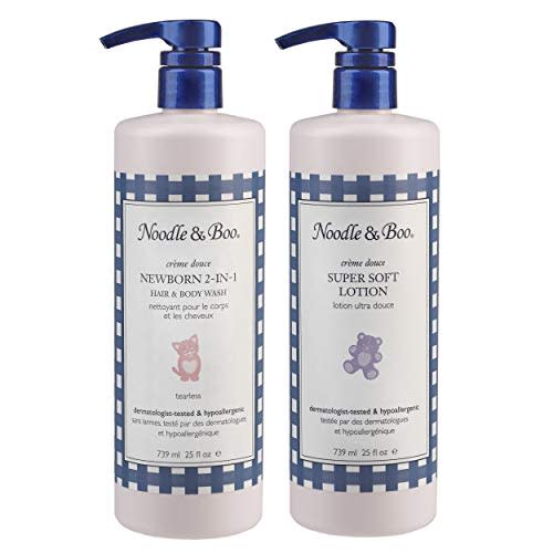 Noodle & Boo Bundle of Joy Newborn Baby Gift Set ; Newborn 2-in-1 Hair & Body Wash, Super Soft Baby Lotion