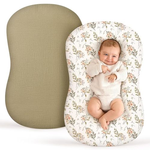 Termichy Baby Lounger Cover Muslin: Soft Cotton Slipcover for Snuggle Me Lounger - Removable & Machine Washable for Daily Use - Zipper-Free & Skin-Friendly for Newborn Girls and Boys