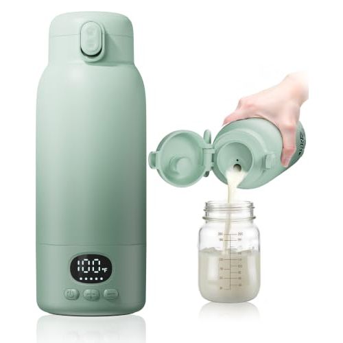 Portable Bottle Warmer for Travel, Fast Heating for Breast Milk & Water, 17oz, Long‑Lasting Battery, 316 Stainless Steel, 6H Keep Warm, Portable Milk Warmer for On‑the‑Go & Night Feedings