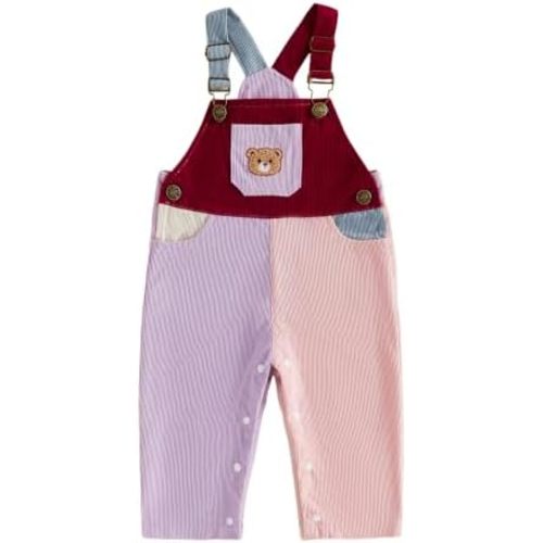 Toddler Baby Girl Boy Overalls Contrast Color Suspender Pants
