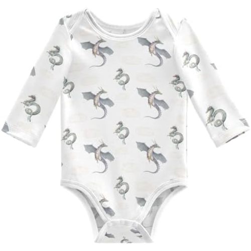 vvfelixl Baby Bodysuits Cute Baby Crocodiles Long Sleeve Cotton Baby Clothes for Boys Girls 0-3M