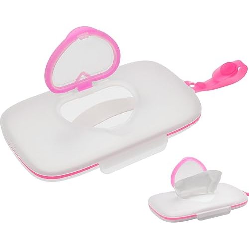 Baby Wipes Dispenser for Travel Diaper Wipe Case for Cars Outdoor Portable Refillable Pouch Diaper Holders Baby Travel Essential Container (Pink)