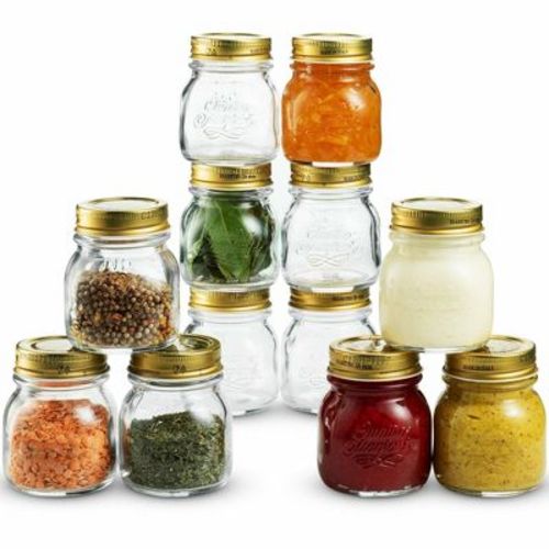Bormioli Rocco Quattro Stagioni 5 Oz. Mason Jar (Set of 12) - Wide Mouth Glass Jar with Airtight Twist Lid - Made in Italy, BPA Free