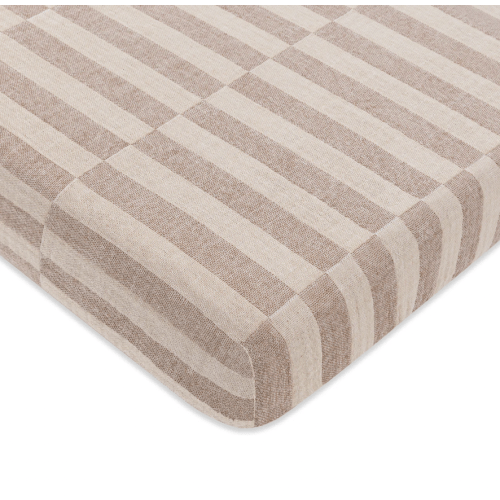 Babyletto Mini Crib Sheet in GOTS Certified Organic Muslin Cotton - Cocoa Stripe