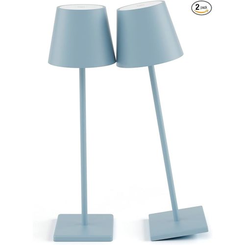 2 Packs Rechargeable LED Table Lamp,Outdoor Cordless Table Lamp Waterproof Portable, Stepless Dimmable Modern Lamp for Restaurant/Bedroom/Outdoor (Blue)