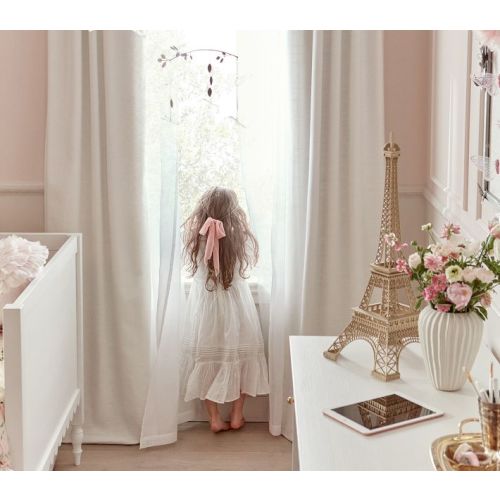 Evelyn Linen Scallop Valance Blackout Curtain | Pottery Barn Kids