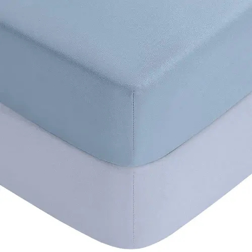 Yoofoss Baby Crib Sheets for Boys Girls, Fitted Crib Sheet 2 Pack for Standard Crib and Toddler Mattress, Super Soft Microfiber Baby Sheet 28x52x8in(Light Blue-Gray)