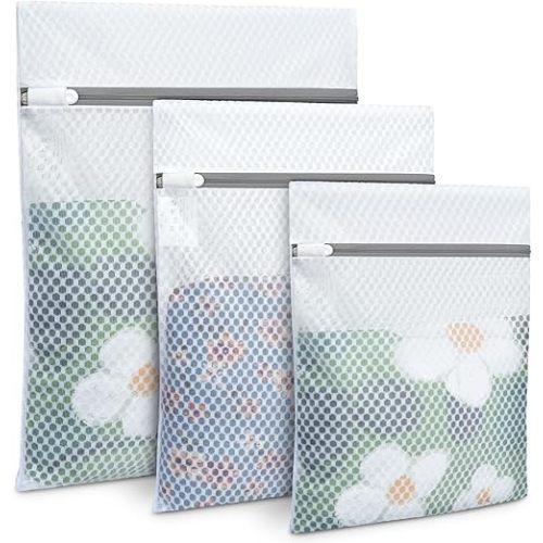 BAGAIL Laundry Bags Mesh Wash Bag for Intimates Lingerie and Delicates,3Pcs(Honeycomb, 1S, 1M, 1L)
