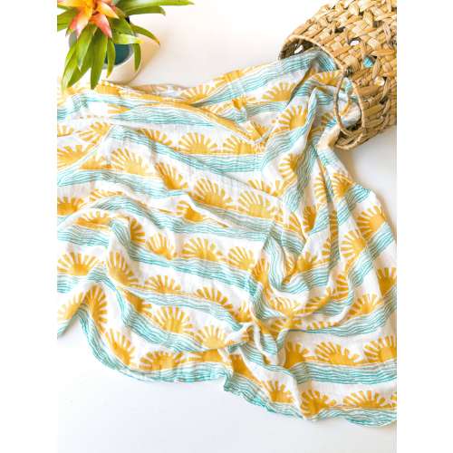 Sun + Wave Swaddle - Ocean Nursery Decor | Beachy Baby Charm – Coca + B.