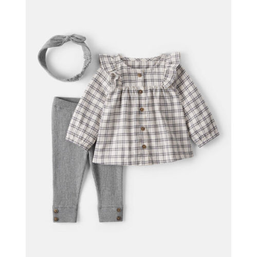 Baby Girl 3-Piece Plaid Top, Pant & Headband Set - Carter's | Carter's