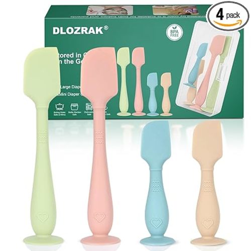 4-Pack Diaper Cream Spatula with Travel Case, Soft Baby Butt Spatula – Silicone Butt Paste Spatula, Convenient Diaper Spatula, Ideal Baby Shower Gift