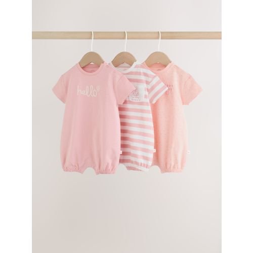 Pink Tonal Striped 3 Pack Jersey Baby Rompers 3 Pack