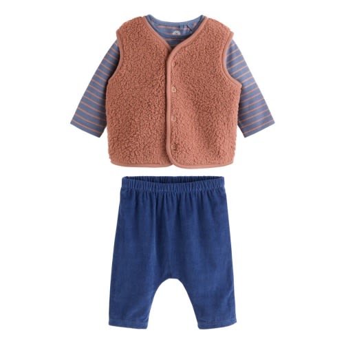 Long Sleeve T-Shirt, Teddy Vest & Pants Set