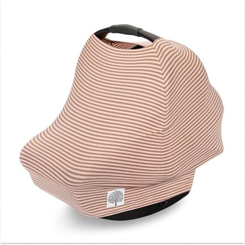 Parker Baby Co Multi-Use Cover Carseat Cover Nursing Cover: Rosewood Stripe | Multi-use canopy works for carseat covers, breastfeeding, shopping carts & high chairs. Soft, stretchy. 13 x 26.5"