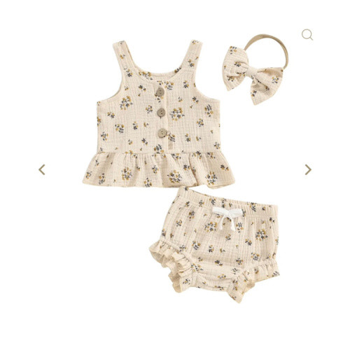 Olive Flower Peplum Set