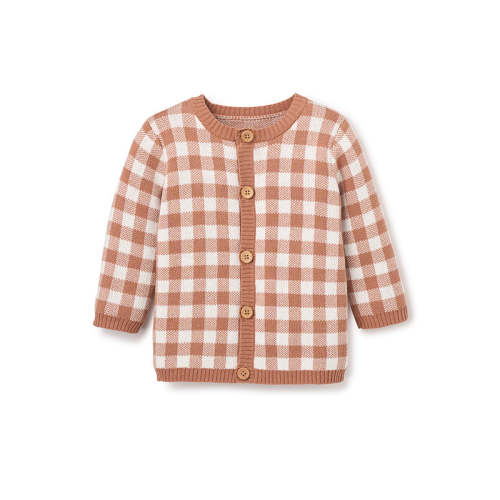 9-12 M Rust Gingham Cardigan RUST / 6-9M