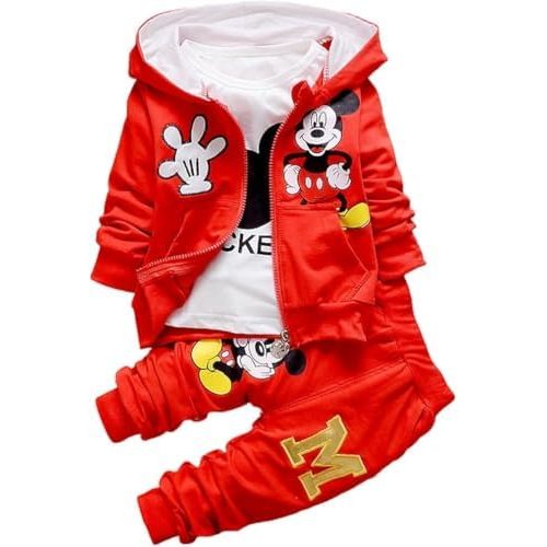 3pcs Kids Girls Boys Clothing Sets Spring Autumn Hooded Coat + T-Shirt + Pants Baby Cotton Tracksuits