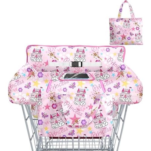 Shopping Cart Cover for Baby Girl Boy 2-in-1 High Chair Water Resistant High Chair Cover w/Phone Pouch Pocket Gender Neutral Cart Cover for Babies Padded Grocery Cart Cover for Baby