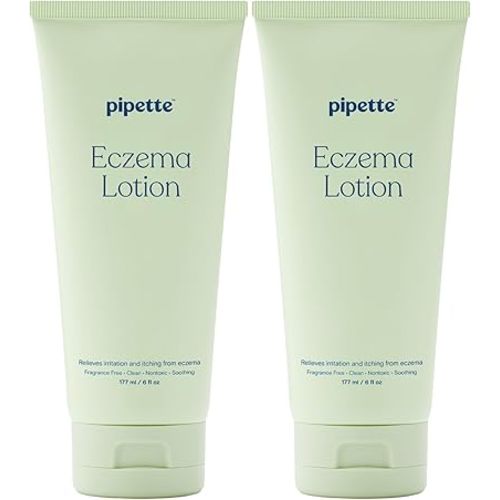 Pipette Baby Eczema Lotion Duo, Pack of 2, Fragrance Free Eczema Cream and Moisturizer, Lotion for Newborn, Sensitive Skin, and Kids, Baby Care Products, Non-Toxic and Hypoallergenic
