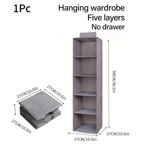 1pc Heavy-Duty Foldable Hanging Closet Organizer with Sturdy Handles - Space-Saving Vertical Storage Box, Multi-Tier Shelves for Clothes, Blankets, Quilts - Closet, Bedroom, Under-Bed Organization Solution - Easy Foldable Design for Small Spaces, Closet O