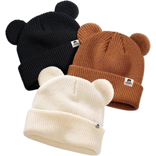 FURTALK Baby Beanie with Bear Ear Warm Knit Winter Hat for Infant Toddlers