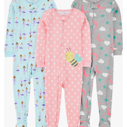 Simple Joys by Carter's Girls 3-pack Snug Fit Footed Cotton Pajamas