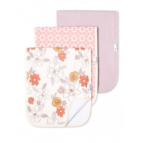 Copper Pearl Premium Baby Burp Cloths - 3-Pack Large Cotton Burp Cloths, Extra Soft Spit Up Rags with 3 Absorbent Layers, Perfect for Baby Girl Gifts (21" x 10" Size, Ferra Set)