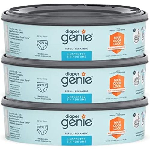 Diaper Genie Bags Refills 270 Count (Pack of 3) with Max Odor Lock | Holds Up to 810 Newborn Diapers