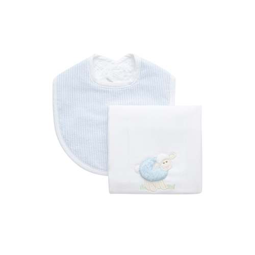 Lamb Basic Bib & Burp Boxed Set, Blue