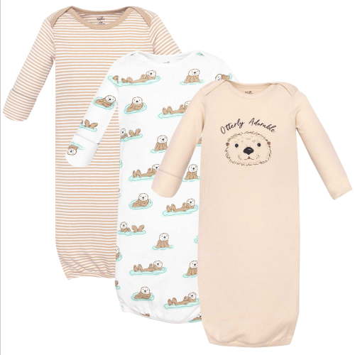 Touched by Nature Infant Boys Organic Cotton Gowns, Otters, 0-6 Months