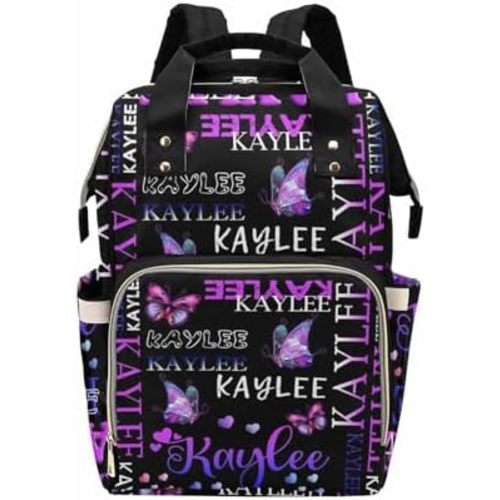 D-Story Customized Diaper Backpack Customize Baby Bag Cute Custom Diaper Bag Diaper Backpack With Name Text Shoulders Bag Waterproof Baby Backpack, Colorful Butterfly