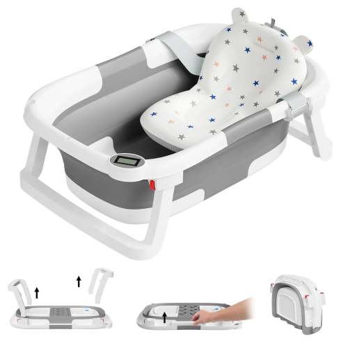Collapsible Baby Bathtub for Infants and Toddlers - Gray