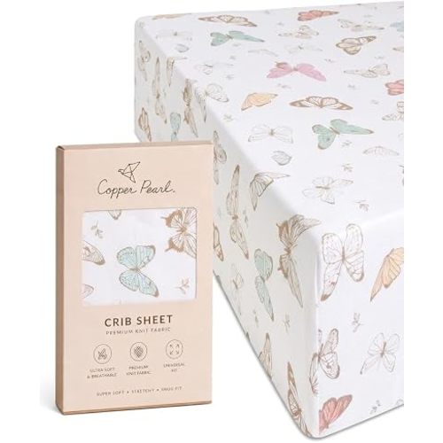 Premium Knit Baby Crib Sheets for Boys and Girls by Copper Pearl: Breathable and Soft, Fitted Crib Sheets for Standard Baby Mattresses, Crib Sheet for Registry or Shower Gift, Luna