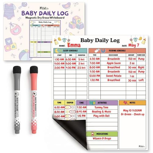 Mewl Baby First Foods Tracker Fridge Magnet, 100 Foods Before 1 Checklist