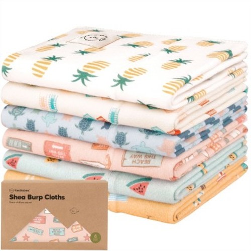 6pk Shea Baby Burp Cloths for Baby Boys and Girls, Organic Burping Cloths for Babies, Newborn