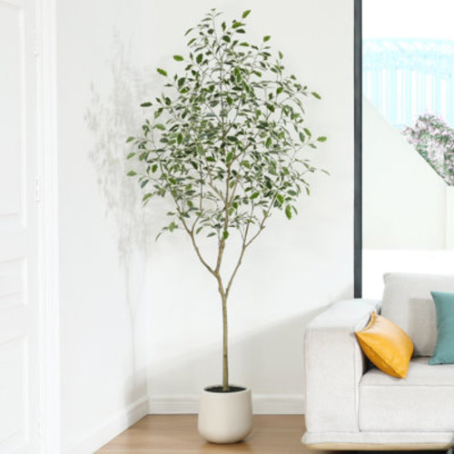 Adcock Faux Olive Tree in White Planter, Lifelike Fake Olive Plant for Indoor and Outdoor Decor | AllModern