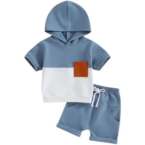 TheFound Toddler Boys Summer Clothes Sets Hooded Baseball Tank Top Striped Shorts Cute Newborn Baby Boy Coming Home Outfit
