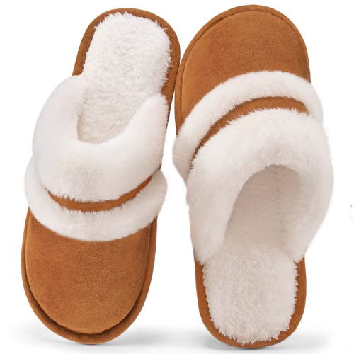 Ecetana Cozy Slippers for Women Indoor and Outdoor Fuzzy House Shoes with Memory Foam