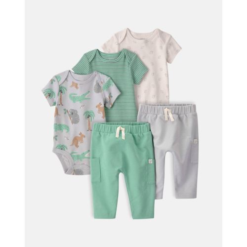 Baby 5-Piece Organic Cotton Bodysuits & Pants Set in Aussie Friends Print - Little Planet | Carter's
