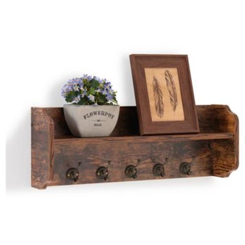 25" x 9" Entryway Floating Utility Wall Shelf with Hooks - Danya B.