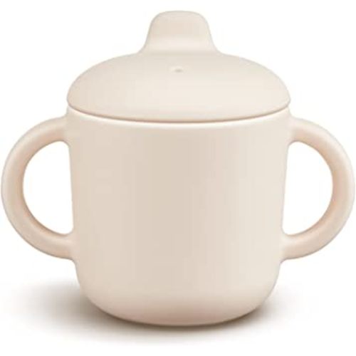 6 Months+ Sippy Cups with Handles,Small Silicone Sippy Cups Leak Proof 5oz,No Spill Sippy cups for Toddlers (Milk)