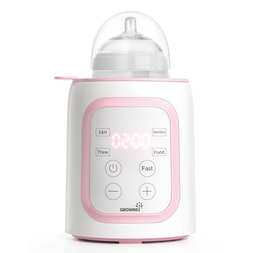 Grownsy 8-in-1 OG Fast Bottle Warmer with Timer, Pink | Fast & Even Heating, Nutri-Preserve, Safe Material, Precise Temp, Easy Operation, Multi-Use Bottle Warmer for All Feed Stages