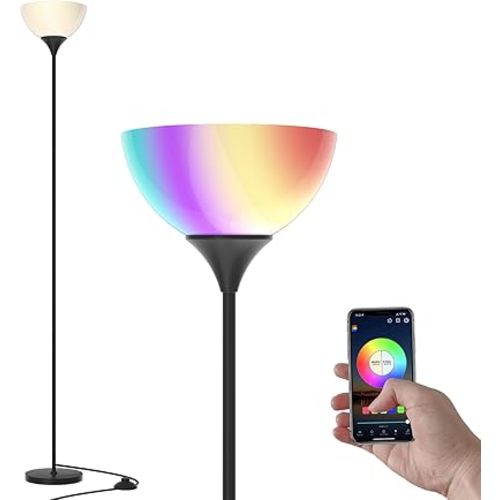 PESRAE Smart RGB Floor Lamps Work with Alexa, Google Assistant WiFi App, Modern Color Changing Floor Lamp, Dimmable Corner Floor Lamp for Living Room, Bedroom and Play Room (Without Remote Control)