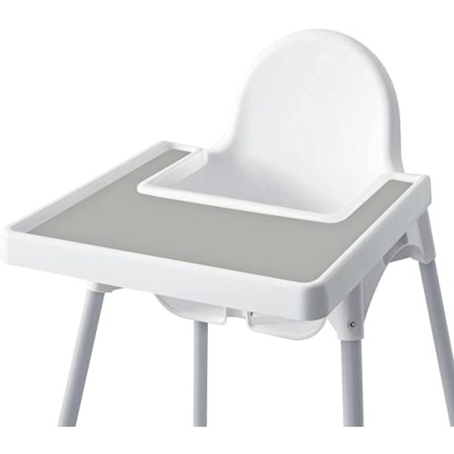 High Chair Placemat for IKEA Antilop Baby High Chair, Silicone Tray Finger Foods Placemat for Boys and Girls, Babies, Toddlers (Light Gray)