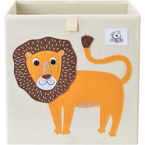 CLCROBD Foldable Animal Cube Storage Bins Fabric Toy Box/Chest/Organizer for Toddler/Kids Nursery, Playroom, 13 inch (Lion)