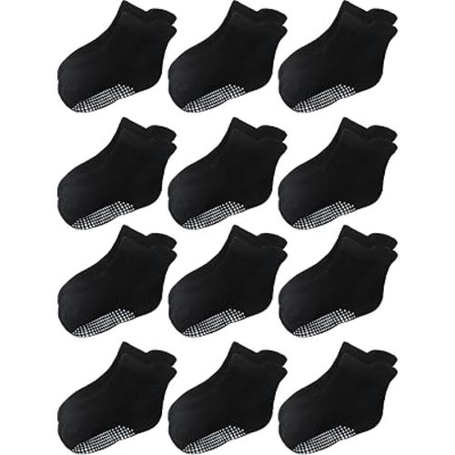Aroveea Non Slip Grip Ankle Baby Socks 12 Pack for Toddler Boys and Girls Kids,Infant Cute Cotton Baby Socks