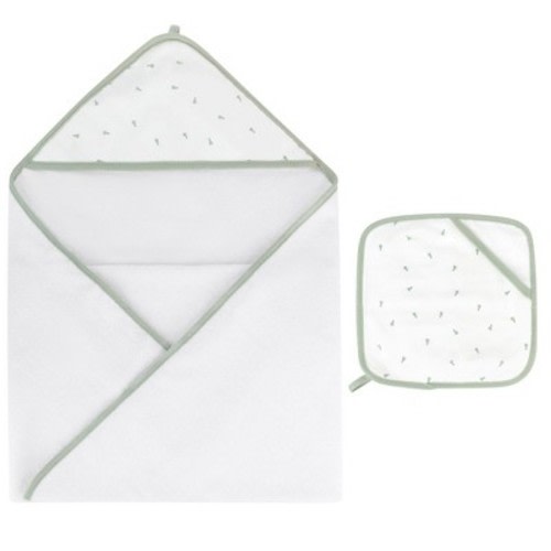 Ely's & Co. Hooded Towel & Washcloth Sage Pear